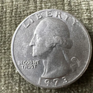 1973 Washington Quarter Dollar Rare Coin Circulated No Mint Mark Rim Error - Picture 1 of 8