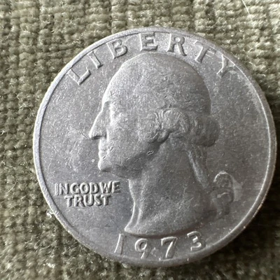 1973 Washington Quarter Dollar Rare Coin Circulated No Mint Mark Rim Error - Image 1 of 4