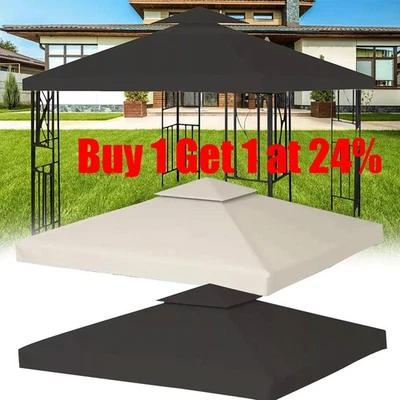 3x3M 2-Tier Waterproof Gazebo Top Replacement Canopy Sunshade Patio Garden Cover