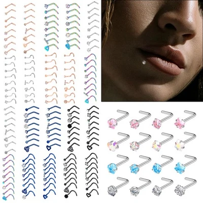 14-16 PIEZAS Acero Quirúrgico Anillo Nariz Aro Tachuelas Cartílago Pendiente Piercing Corporal 20G Foto 1 de 4