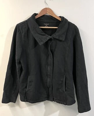 NorthCrest Classic Black Jacket Size M 100% Cotton Soft Collar Cozy Casual — 第 1/3 张图片