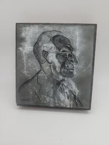 Vintage large letterpress printing block man's profile portrait - Picture 1 of 7