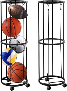 Garage Ball Storage Rolling Vertical Ball Rack Sports Wall-Mounted Basketball So - Picture 1 of 6