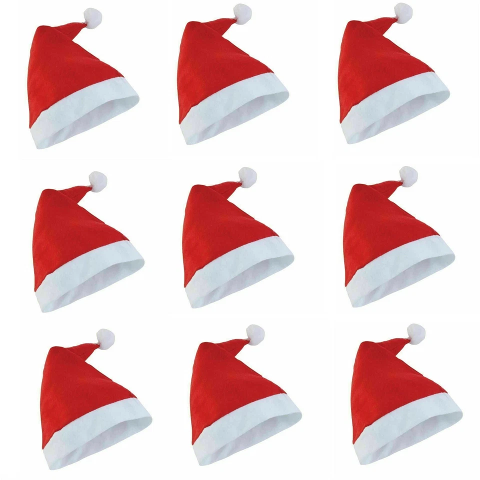 Lot Unisex Father Christmas Hat XMAS Santa Adult Size Hats White Plush Classsic - Image 1 of 1