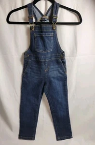 LANDS' END Girl's 4 Blue Denim Jean Full Length Overalls No Wear Fall Winter - Picture 1 of 11
