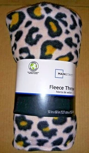 MainStay Beige Leopard with Black/Orange spots pattern Theme 50x60 fleece throw - Picture 1 of 3