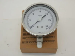 Medidor de presión WAL, 5", 0-30 PSI, 1/4NPT conexión inferior, acero inoxidable -... - Imagen 1 de 3