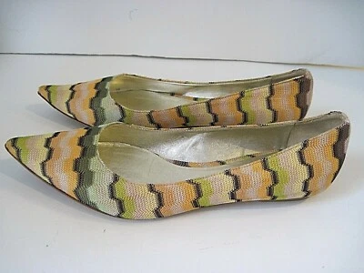 Missoni Mujer Multicolor Firma Tela Cuero Planos Italia 38 1/2 Foto 1 de 4