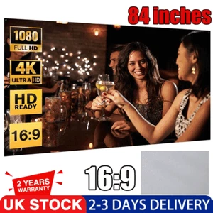 Projector Screen 16:9 Anti-Light Anti-Crease 4K HD 84Inch Foldable Portable - Picture 1 of 17