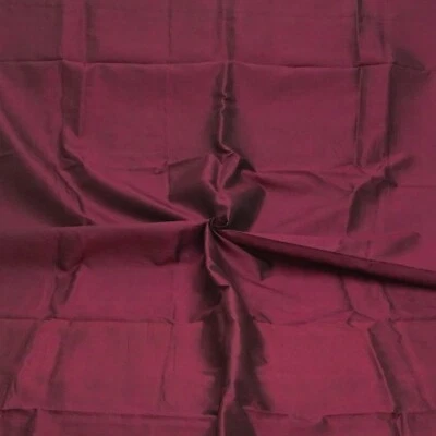 Vintage Burgundy 100%Pure Silk Handloom Sari Remnant 4YD Craft Fabric Silk Scrap - Image 1 of 4