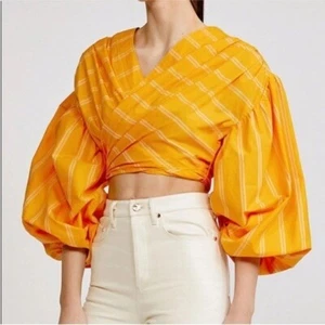 🌻 Blusa Acler Naranja Blanco Rayas Wyatt Blusa Talla 6 - Imagen 1 de 14