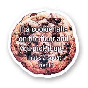 Tipsy Funny Vinyl Sticker - If a cookie falls and you pick it up that's a squat - Picture 1 of 4