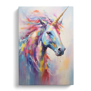 Unicorn Gestural Canvas Wall Art Print Framed Picture Decor Living Room Bedroom - Picture 1 of 4