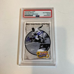 1992 Upper Deck Willie Mays Baseball Heroes Signed Baseball Card PSA DNA