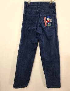 Vintage 90s Eclipse Jeans Embroidery Waist 26 Blue - Picture 1 of 8