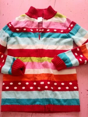 Cheery all the way Gymboree zip front zip sweater pink sweater winter girls guc - Image 1 of 2