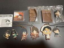Attack on Titan Goods  Figure Rubber Strap Eren Yeager Mikasa Levi Set Lot of 7