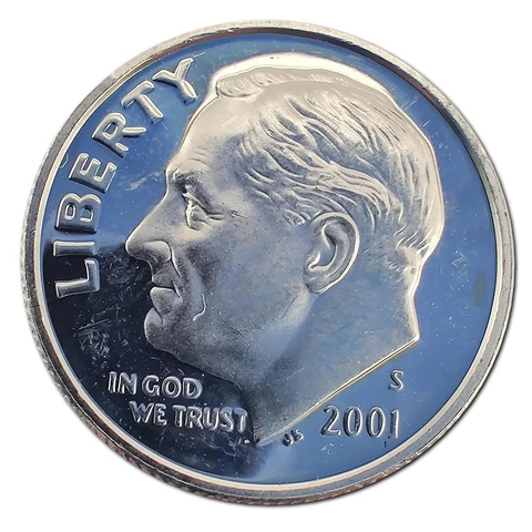 2001-S Proof Roosevelt Dime 90% Silver Cover