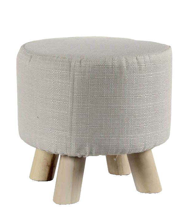 Poggiapiedi Ottomano 16” In Lino - Grigio, Gambe In Metallo, Imbottito Per Camera O Soggiorno - Foto 11