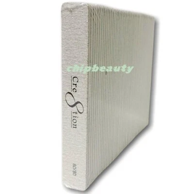 CRE8TION 50 Pcs Nail Files Square Zebra Jumbo Double Sided Professional Grit 80/80 Jumbo