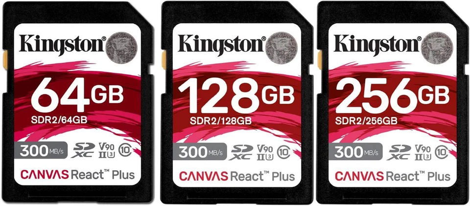 Kingston SDXC Canvas React Plus Flash Memory Card 64GB 128GB 256GB - Image 1 of 1