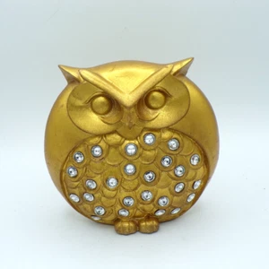 Hoja de Oro Mediados de Siglo Cerámica Búho/Pájaro con Estrás Decoración - Imagen 1 de 7