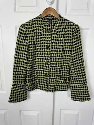 Blazer Bob Mackie vintage verde y negro para mujer talla 6 Foto 1 de 4