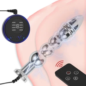 Anal Butt Plug Electro E-stim Prostate Massager Shock Sex Toy for Women Men BDSM - Picture 1 of 26