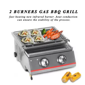 2Burners Commercial LPG Gas BBQ Grill Outdoor Barbeque Party Cooker SS Smokeless - Bild 1 von 14