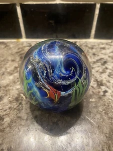 ZELLIQUE STUDIO~Beautiful ART GLASS GLOBE (Aquatic Ocean Scene) ~ J.Morel - Picture 1 of 8
