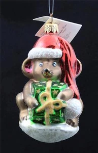 Adorno de vidrio vintage Radko ""Mouse Wrap"" Navidad 1998 etiqueta y caja retiradas - Imagen 1 de 1
