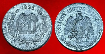 México 20 CENTAVOS 1935 MONOGRAMA NÍQUEL - Imagem 1 de 2