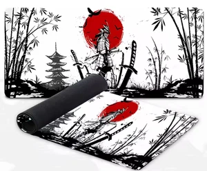 Tapis de Souris Gamer XXL 400x900x3 mm Motif Samouraï Antidérapant & Imperméable - Picture 1 of 5