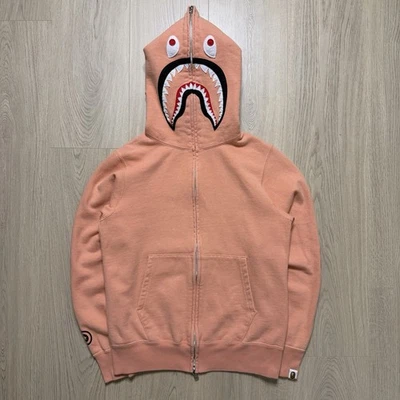 Sudadera con Capucha A Bathing Ape Bape PONR 2nd Shark Cremallera Completa Para Hombres Pequeña Salmón Japón Rara Foto 1 de 4