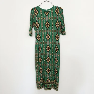 Платье женское Alice + Olivia 6 футляров зеленое ацтекское геометрическое Delora мистический икат - Изображение 1 из 4
