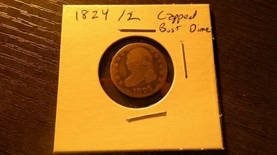 Moneda de diez centavos de plata busto tapado 1824/2 # DIM Foto 1 de 4