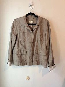Chaqueta Blazer Vintage L L Bean 100% Lino Beige Caqui Mujer Grande Pequeña - Imagen 1 de 5