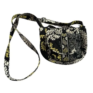 VERA BRADLEY Crossbody Bag Purse LIZZY BAROQUE PATTERN BLACK YELLOW GRAY - Picture 1 of 12