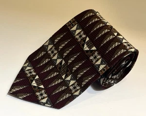 Dani Moda Maschile Tie Men Brown& White.Gmtric Pattern.Unique, Handmade 100%Silk - Picture 1 of 5