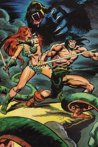 CONAN & RED SONJA vs CIMMERIAN APE Pin Up Poster - Picture 1 of 1