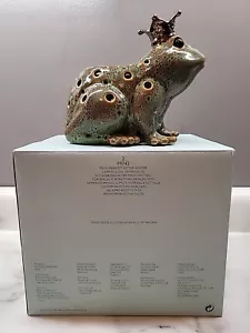 PARTYLITE Keramik Froschkönig mit goldener Krone Votivkerzenhalter 6" hoch P9742 - Bild 1 von 5