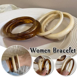 4pcs/set Retro Brown Resin Bangles Bracelets Hand Ring Women Jewelry Gift - Picture 1 of 24