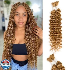 Human Hair Braiding Hair Deep Water Wave 2 Bundles/Pack 50g 16 Inch, Bulk Hum - Picture 1 of 5