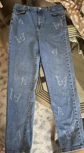 Art Class Straight Jeans Girls Size 16 Medium Blue Butterfly Pattern 5 Pocket - Picture 1 of 7