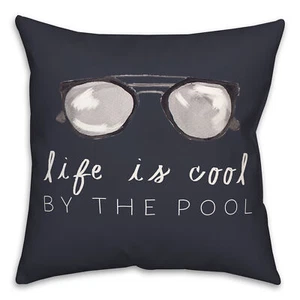 Creative Products Life By The Pool Navy 18 x 18 Indoor / Outdoor Pillow - Picture 1 of 3