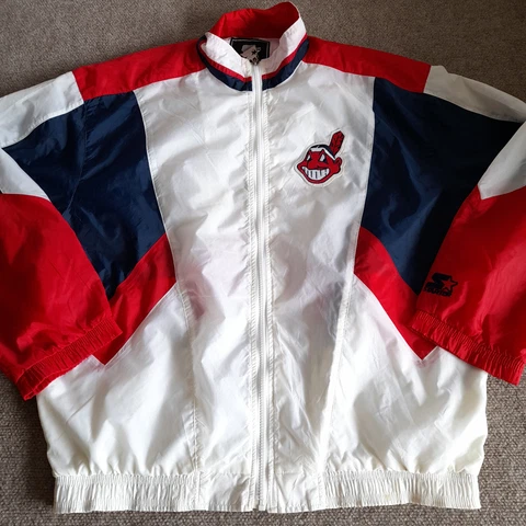 Vintage Cleveland Indians Windbreaker Starter Jacket Adult XL MLB Chief Wahoo Cover
