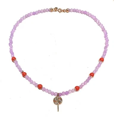 Collarino diWa Jewels choker lilla e rosso arancio pendente chupa chupa argento - Immagine 1 di 4