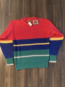 NWT! Vtg BOSTON TRADERS Colorful Heavy Wool Mock Neck Sweater Pullover-Men's M - Picture 1 of 7