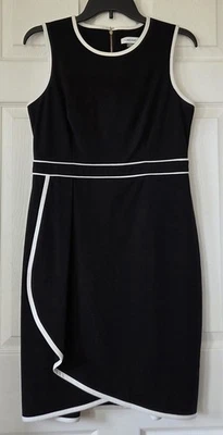 CALVIN KLEIN Women's Black Sleeveless Sheath Dress Back Zipper Career Size 10P - Image 1 of 4