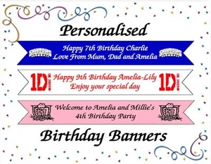 CHILDRENS BIRTHDAY BANNER PERSONALISED - Picture 1 of 1